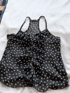 ​✨ VTG Y2K Teen Bell Sheer Ruffle Star Print Tank Top - Medium (No Size Tag)